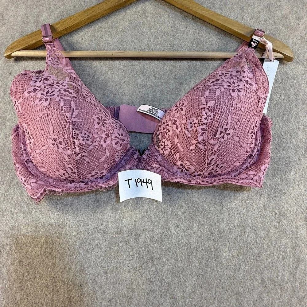 Victorias Secret Love Cloud Lightly Lined Demi Bra Pink Floral Lace 36D NWT